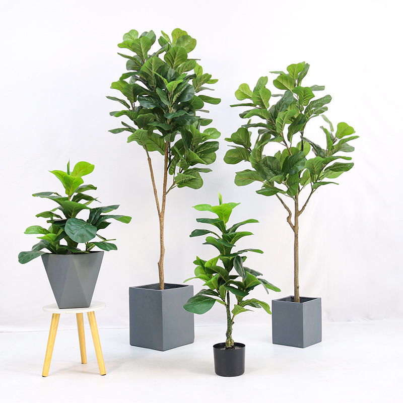 Fiddle Leaf Fig - Planta artificial em vaso de plástico,