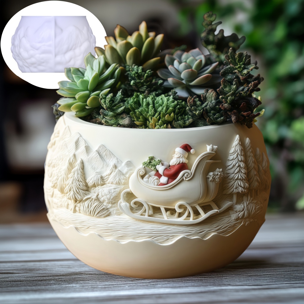 Succulent Set - Trenó de cedro papai noel alívio